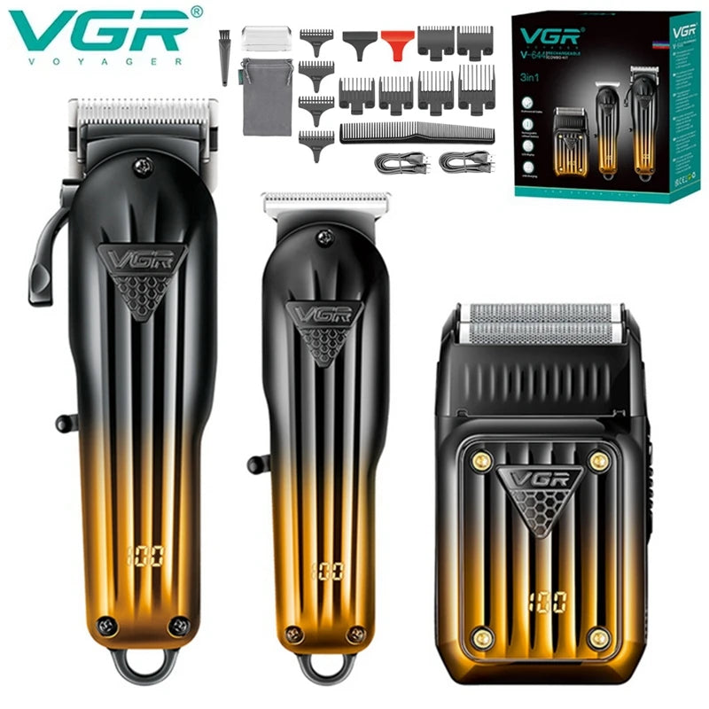 VGR Professional Combo Hair Clipper & Hair Trimmer & Foil Electric Shaver Beard Trimer For Men Barber Shop Haircut Rechargeable